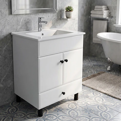 Mueble Vanitorio Bellmont Blanco con Cubierta 60x47x80 cm (Incluye Cubierta de Loza) 3