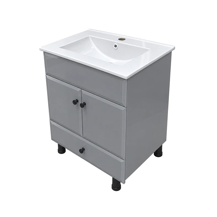 Mueble Vanitorio Bellmont Gris con Cubierta 60x47x80 cm (Incluye Cubierta de Loza) 6