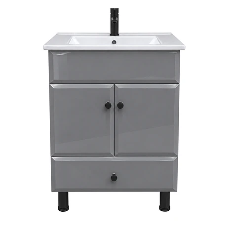 Mueble Vanitorio Bellmont Gris con Cubierta 60x47x80 cm (Incluye Cubierta de Loza) 10