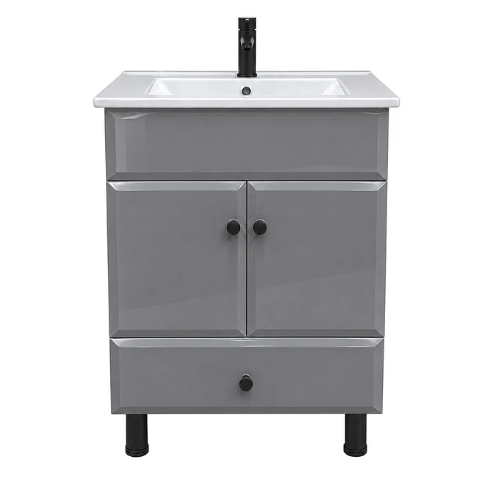 Mueble Vanitorio Bellmont Gris con Cubierta 60x47x80 cm (Incluye Cubierta de Loza) 10
