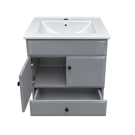 Mueble Vanitorio Bellmont Gris con Cubierta 60x47x80 cm (Incluye Cubierta de Loza) 11