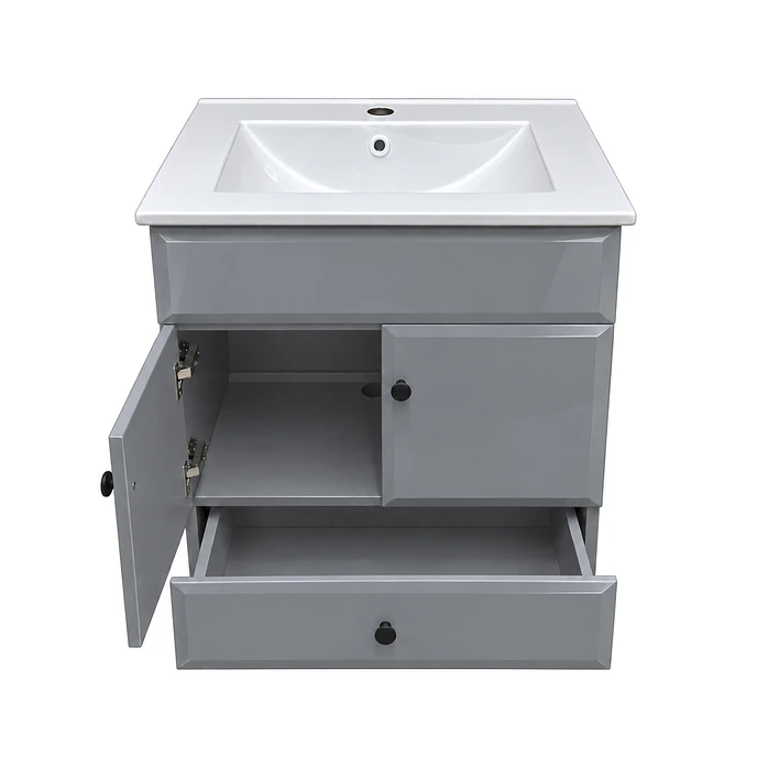 Mueble Vanitorio Bellmont Gris con Cubierta 60x47x80 cm (Incluye Cubierta de Loza) 11