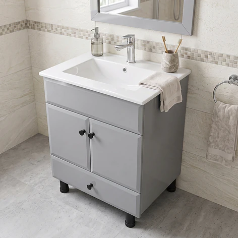 Mueble Vanitorio Bellmont Gris con Cubierta 60x47x80 cm (Incluye Cubierta de Loza) 4