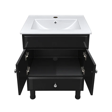 Mueble Vanitorio Bellmont Negro con Cubierta 60x47x80 cm (Incluye Cubierta de Loza) 8