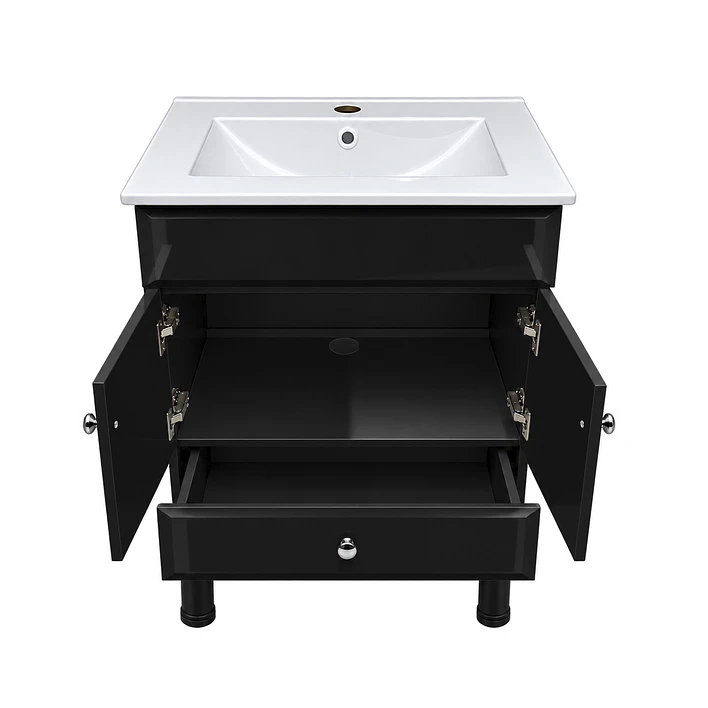 Mueble Vanitorio Bellmont Negro con Cubierta 60x47x80 cm (Incluye Cubierta de Loza) 10
