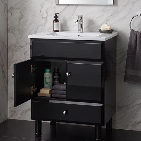Mueble Vanitorio Bellmont Negro con Cubierta 60x47x80 cm (Incluye Cubierta de Loza) 3