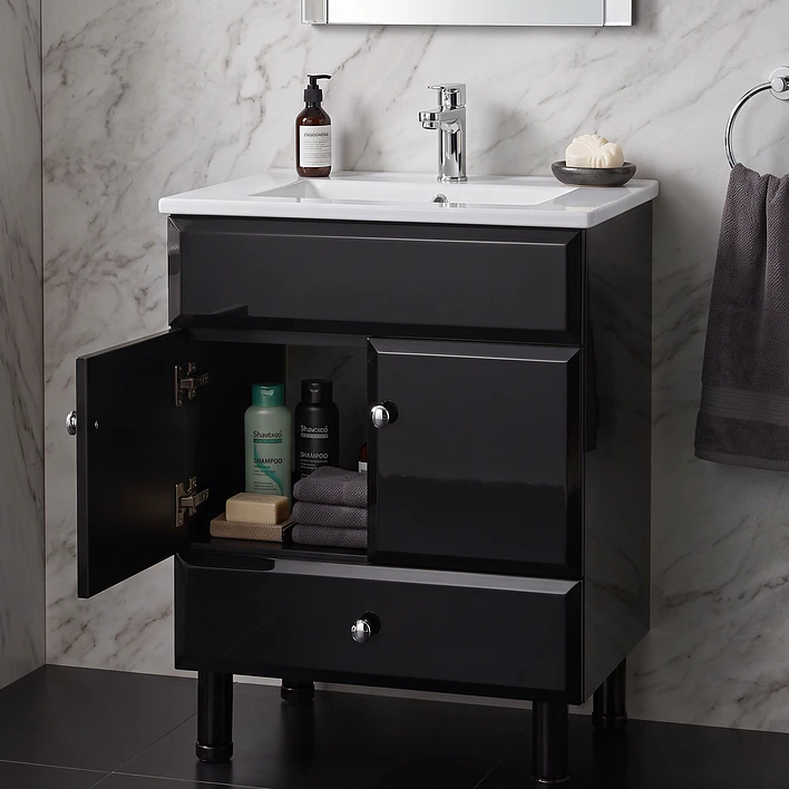 Mueble Vanitorio Bellmont Negro con Cubierta 60x47x80 cm (Incluye Cubierta de Loza) 3
