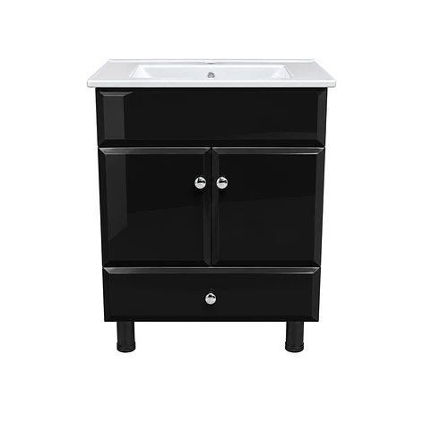 Mueble Vanitorio Bellmont Negro con Cubierta 60x47x80 cm (Incluye Cubierta de Loza) 1