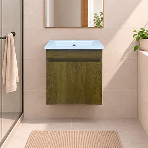 Mueble de Baño Domus Nogal con Cubierta a Muro 41x41x47 cm