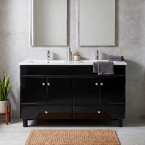 Mueble Vanitorio Doble Bellmont Negro con Cubierta 120x47x80 cm (Incluye Cubierta de Loza)