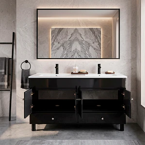 Mueble Vanitorio Doble Bellmont Negro con Cubierta 120x47x80 cm (Incluye Cubierta de Loza)