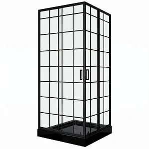 Shower Door Joytek Recto Cuadros Negros 80x80x198cm (Incluye Receptáculo)