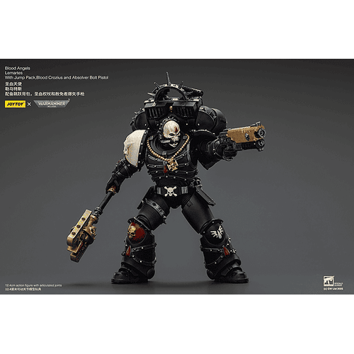 Blood Angels Lemartes con mochila de salto, báculo de sangre y pistola de pernos Absolver 6
