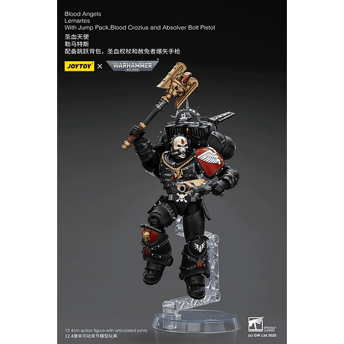 Blood Angels Lemartes con mochila de salto, báculo de sangre y pistola de pernos Absolver 8