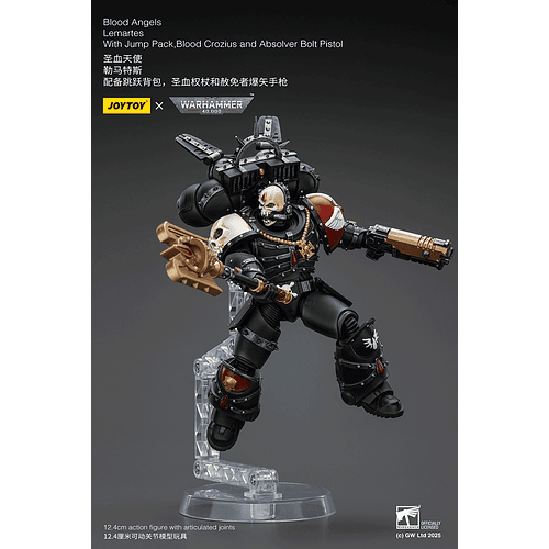 Blood Angels Lemartes con mochila de salto, báculo de sangre y pistola de pernos Absolver 9