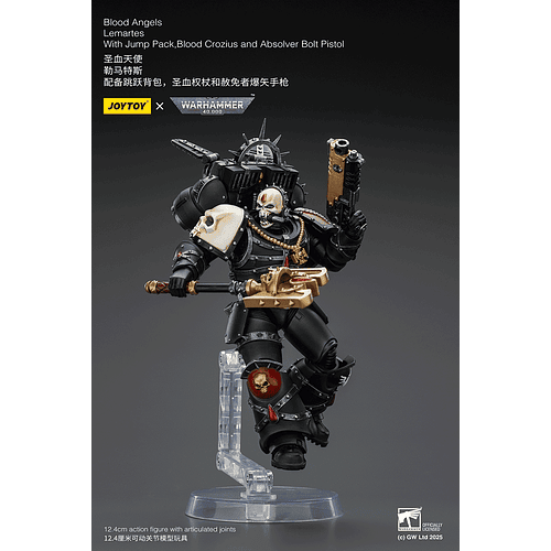 Blood Angels Lemartes con mochila de salto, báculo de sangre y pistola de pernos Absolver 10