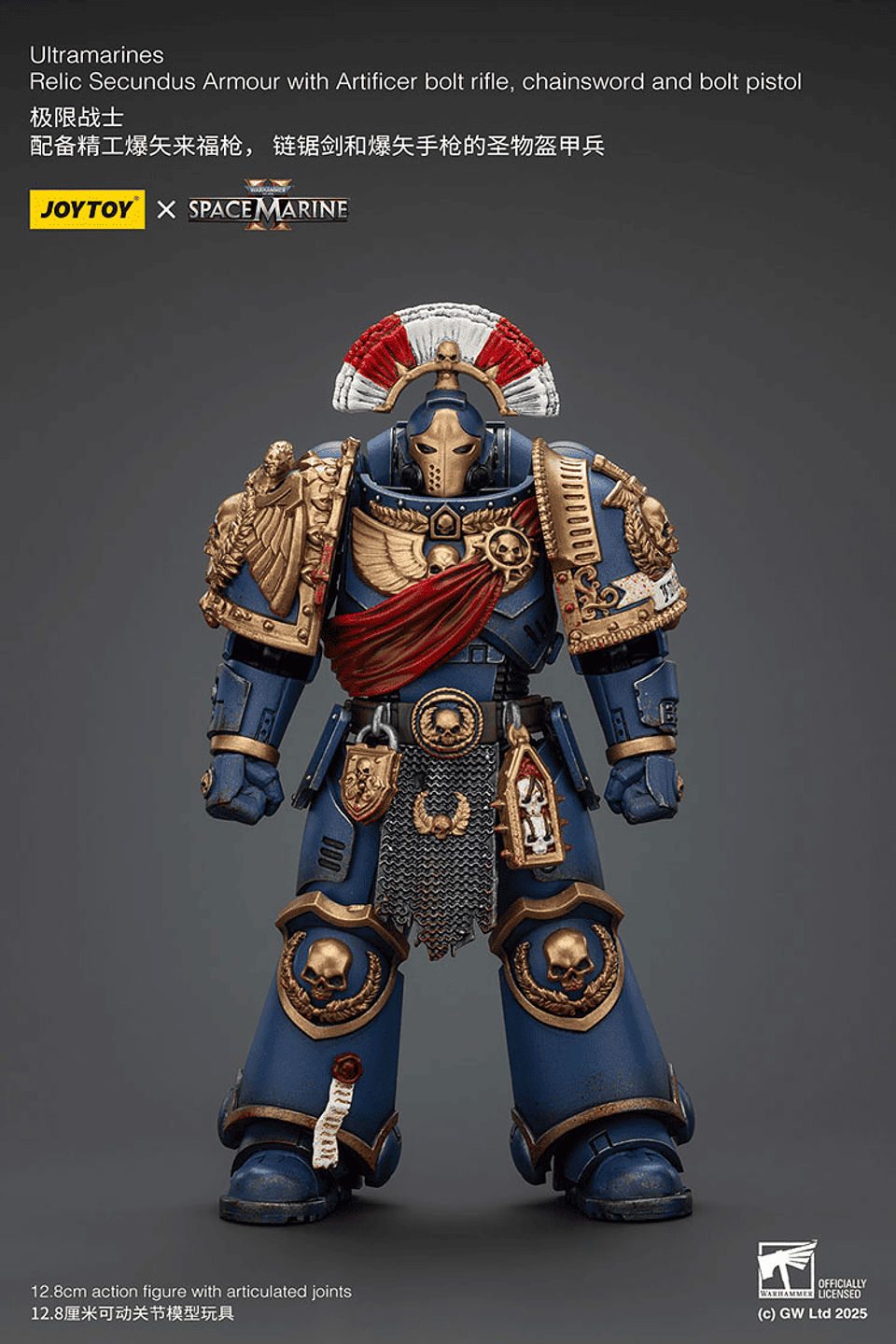 Ultramarines Armadura Reliquia Secundus con Rifle Bólter de Artífice, Espada Sierra y Pistola Bólter 2