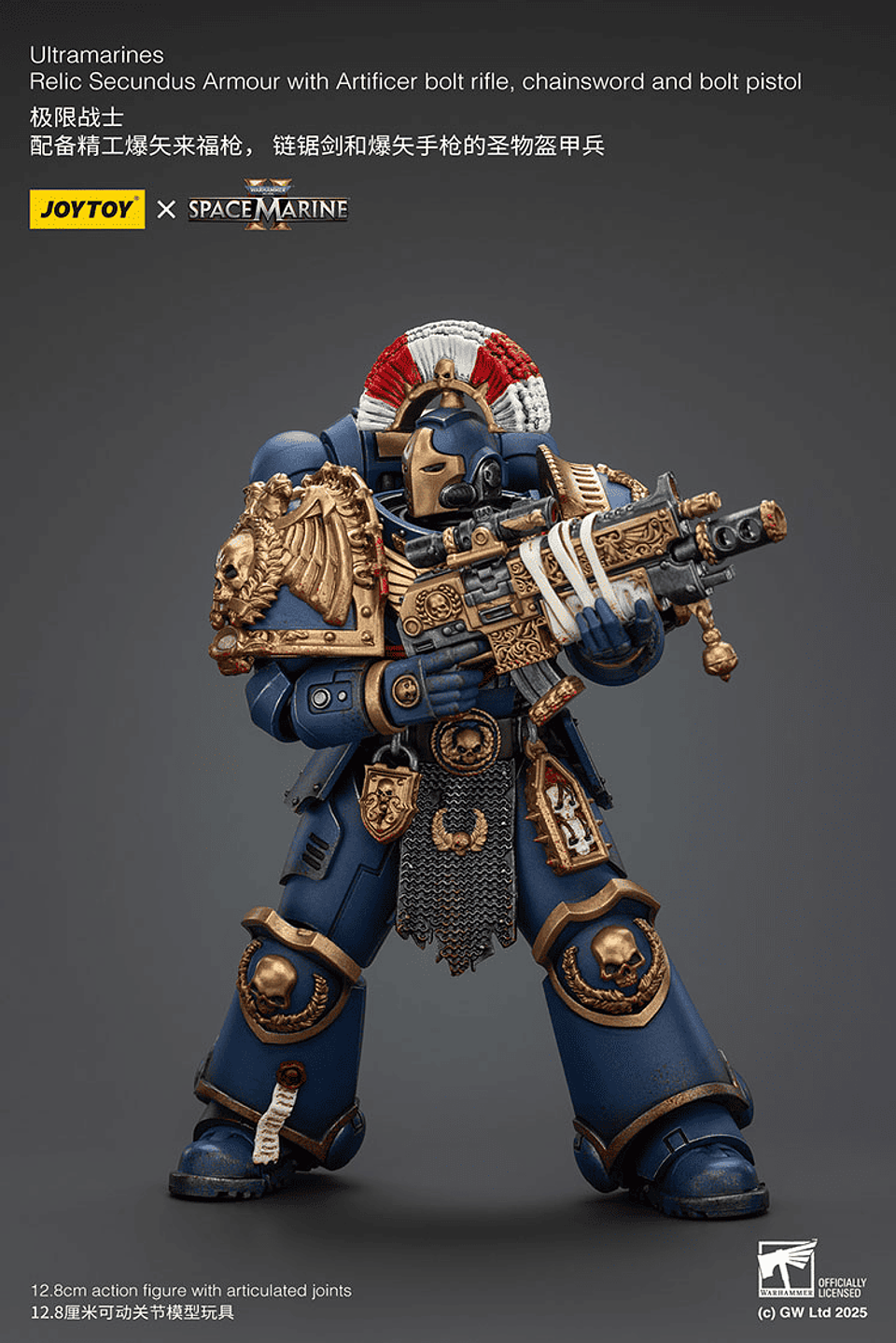 Ultramarines Armadura Reliquia Secundus con Rifle Bólter de Artífice, Espada Sierra y Pistola Bólter 5