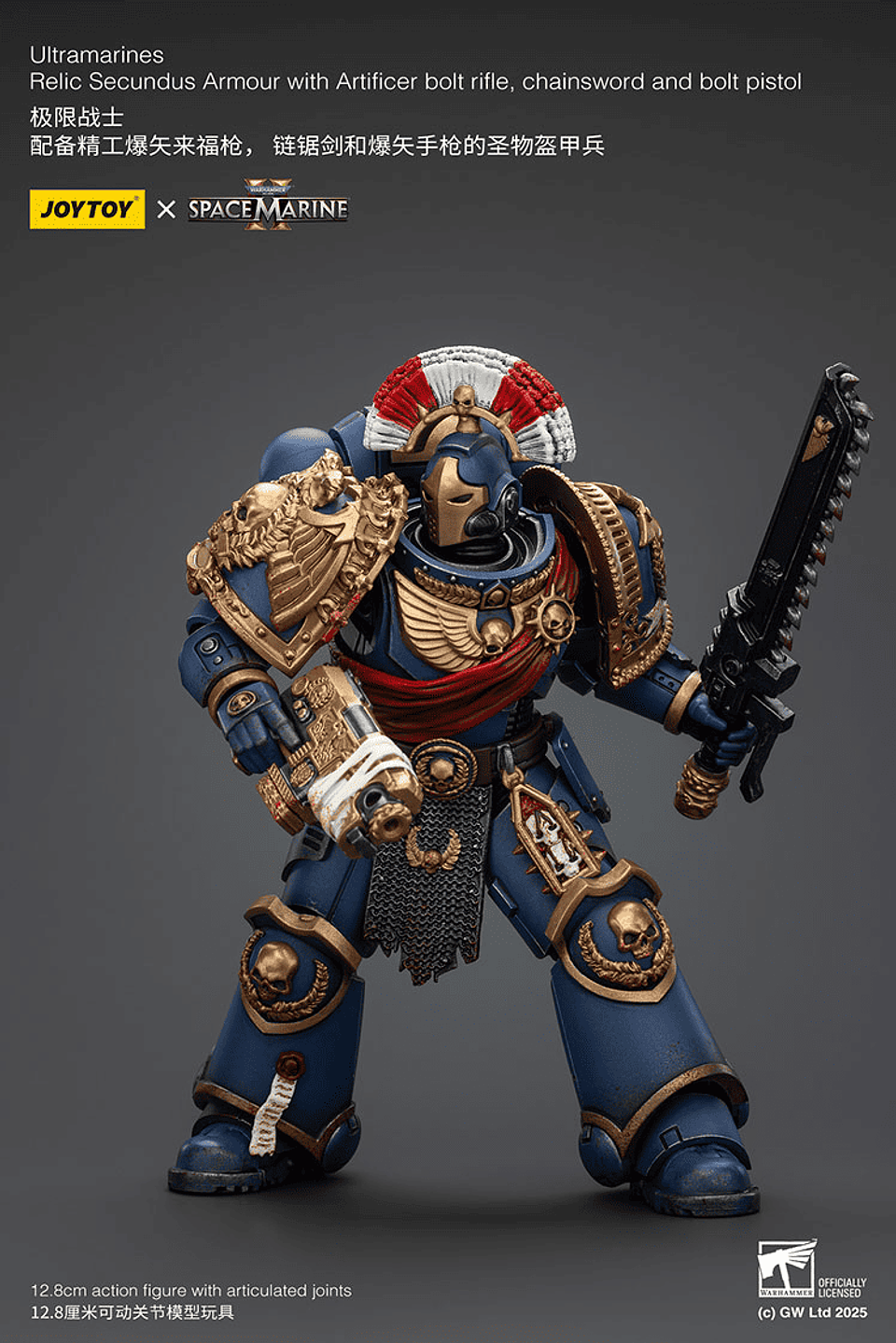 Ultramarines Armadura Reliquia Secundus con Rifle Bólter de Artífice, Espada Sierra y Pistola Bólter 7