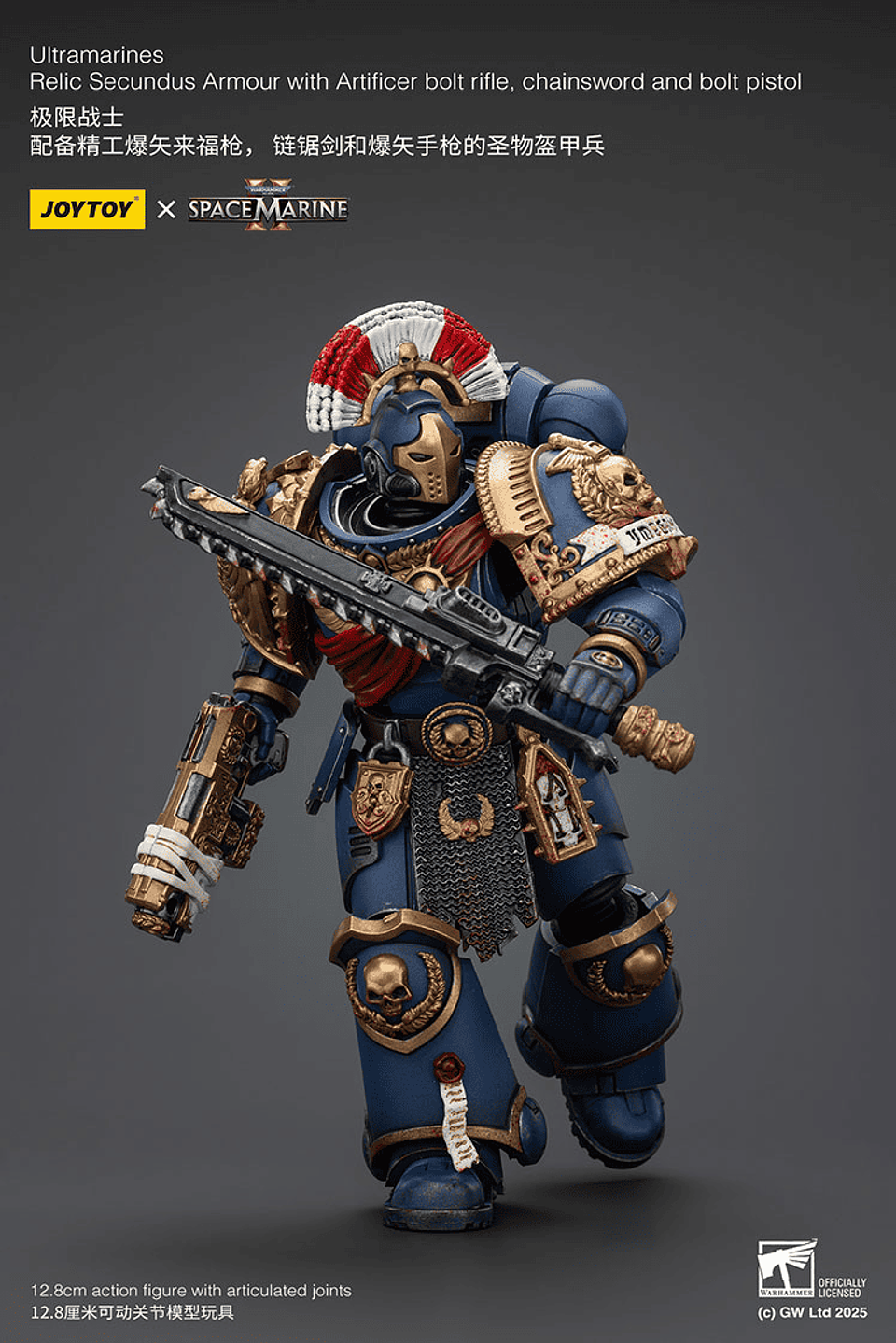 Ultramarines Armadura Reliquia Secundus con Rifle Bólter de Artífice, Espada Sierra y Pistola Bólter 8