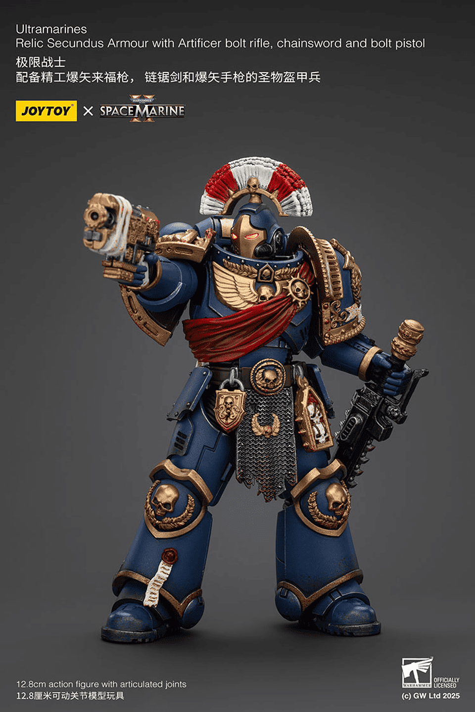 Ultramarines Armadura Reliquia Secundus con Rifle Bólter de Artífice, Espada Sierra y Pistola Bólter 9