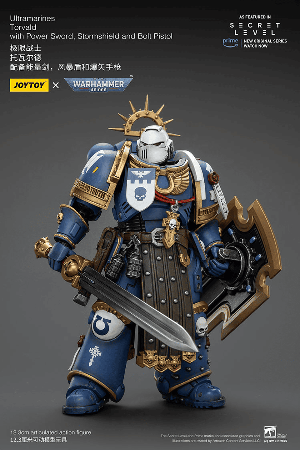 Ultramarines Torvald con Espada de Energía, Escudo de Tormenta y Pistola Bólter 2
