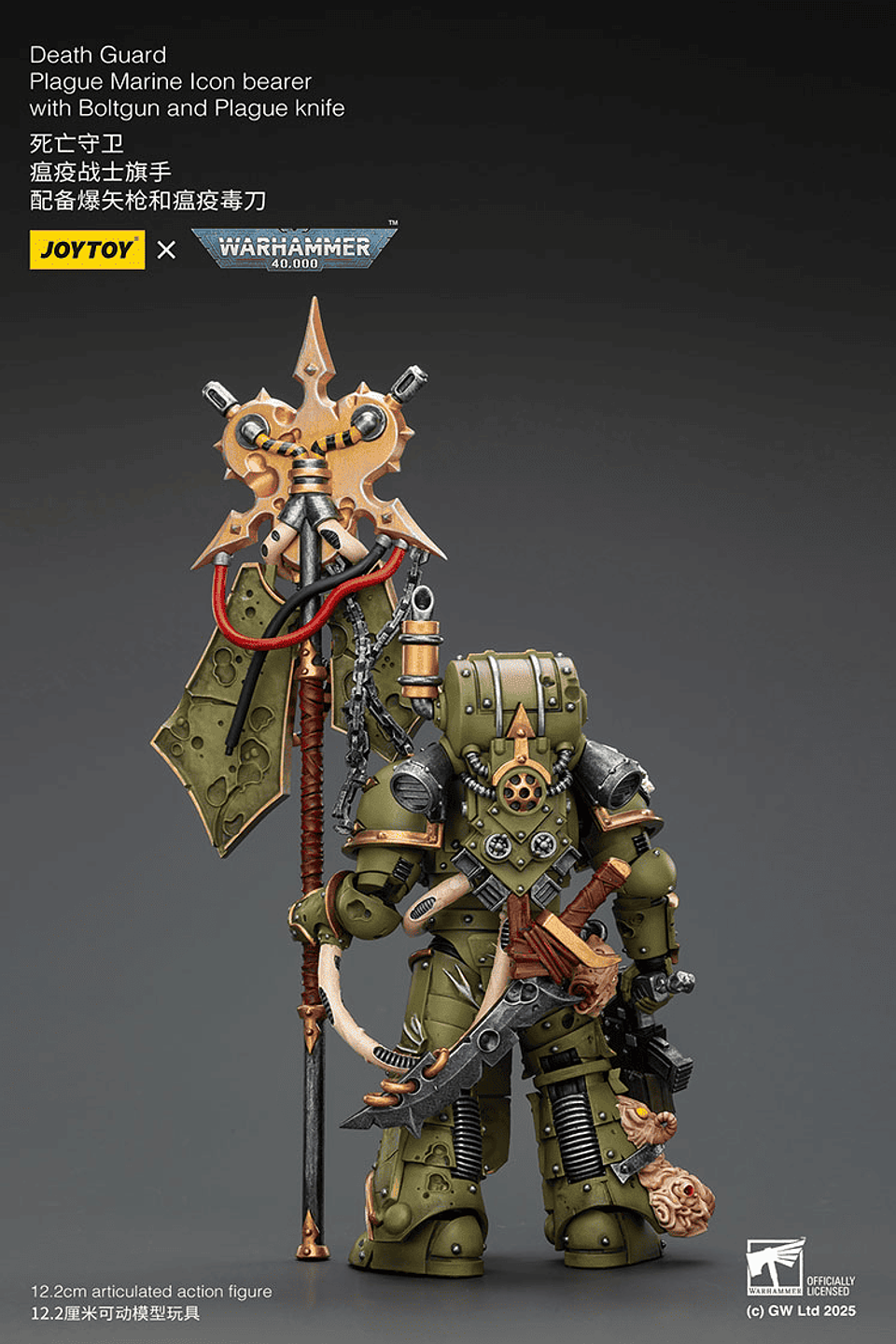 Death Guard Marine de Plaga Portador de Insignia con Bólter y Cuchillo de Plaga 4