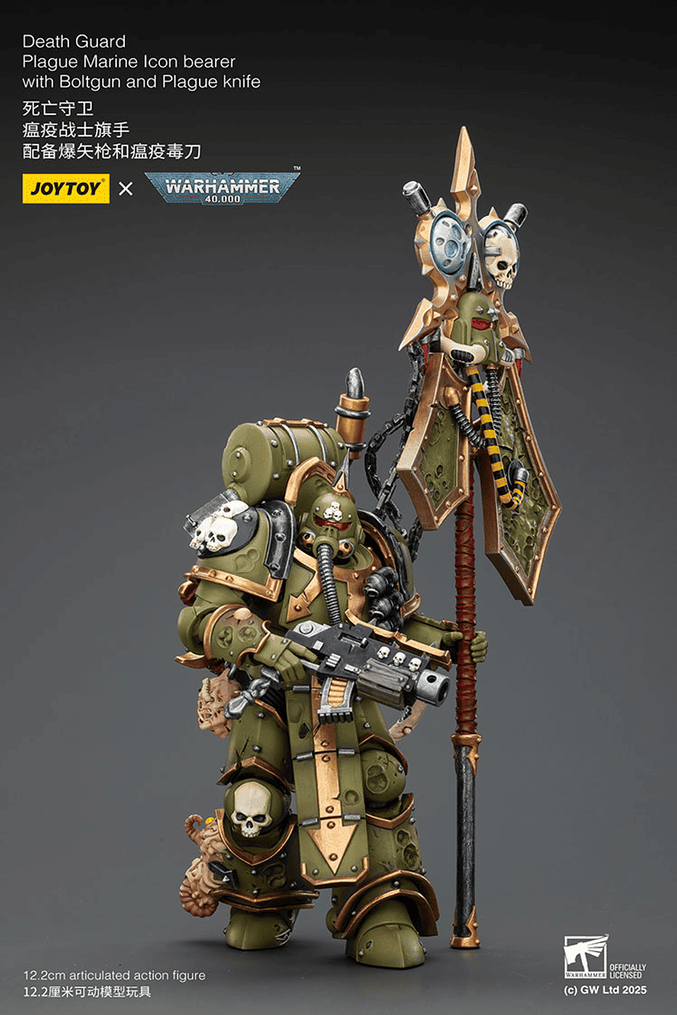 Death Guard Marine de Plaga Portador de Insignia con Bólter y Cuchillo de Plaga 6