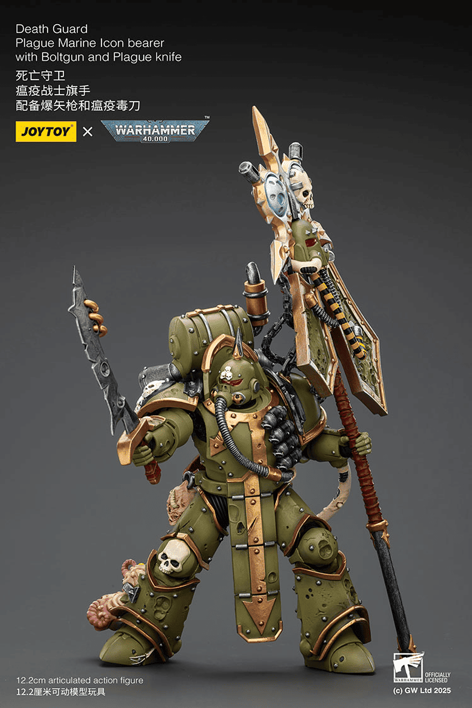 Death Guard Marine de Plaga Portador de Insignia con Bólter y Cuchillo de Plaga 7