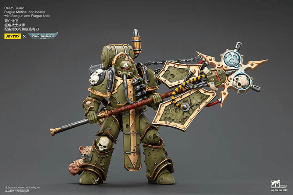 Death Guard Marine de Plaga Portador de Insignia con Bólter y Cuchillo de Plaga 8