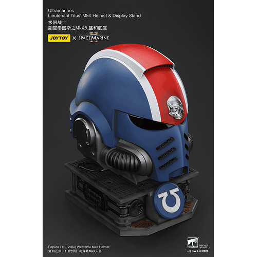 Ultramarines Casco MkX del teniente Titus y Soporte de Exhibición 2