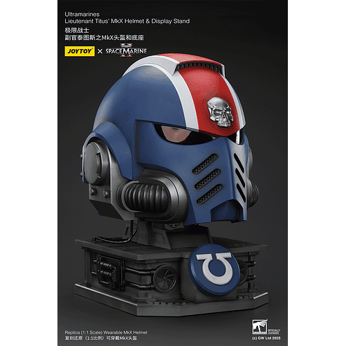 Ultramarines Casco MkX del teniente Titus y Soporte de Exhibición 3