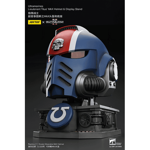 Ultramarines Casco MkX del teniente Titus y Soporte de Exhibición 6