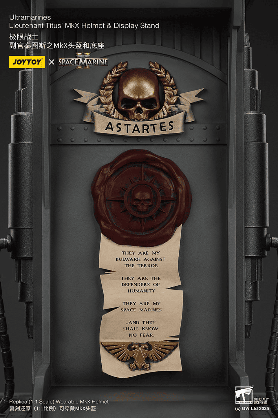 Ultramarines Casco MkX del teniente Titus y Soporte de Exhibición 12
