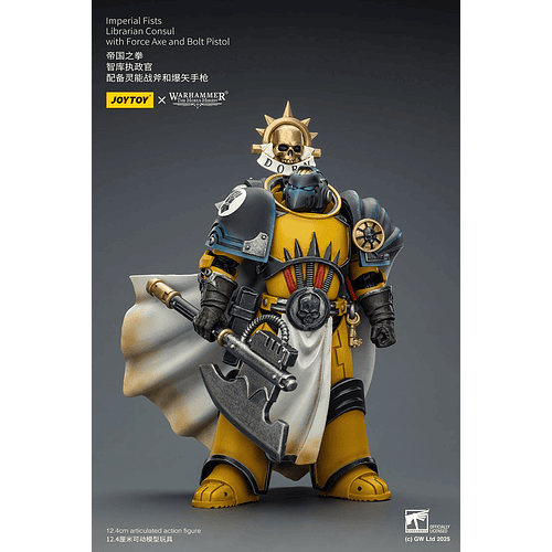 Imperial Fists Cónsul Bibliotecario con Hacha de Fuerza y ​​Pistola Bólter 3
