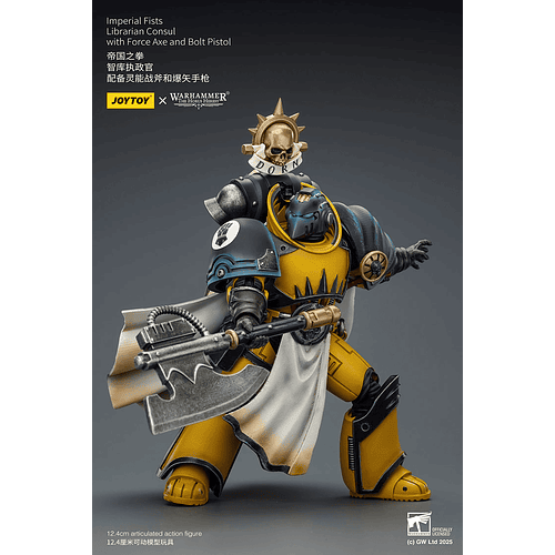 Imperial Fists Cónsul Bibliotecario con Hacha de Fuerza y ​​Pistola Bólter 8