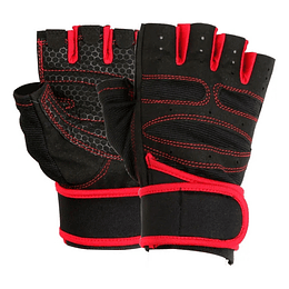 Guantes con muñequera par de guantes ROJO TALLA S