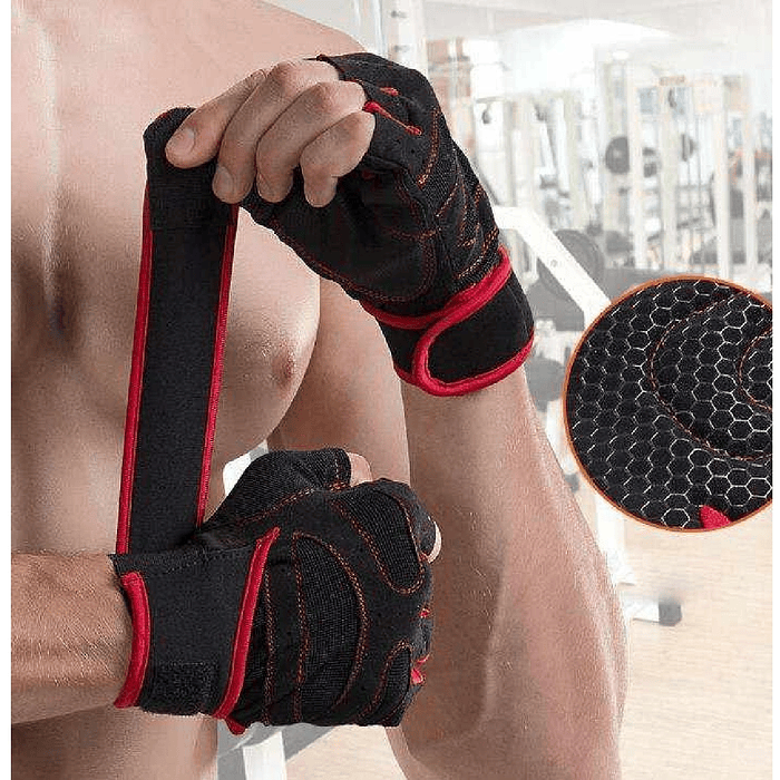 Guantes con muñequera par de guantes ROJO TALLA M 3