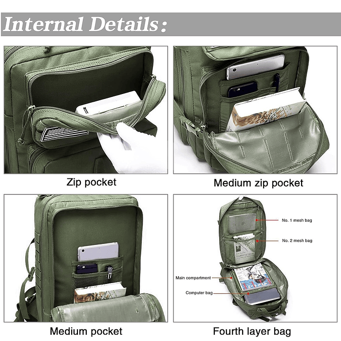 Mochila Militar Táctica 50L Multifuncional Camping - Verde 4