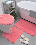 Set Alfombras De Baño 3 Piezas Pelo3cm Color Liso / Jp Ideas