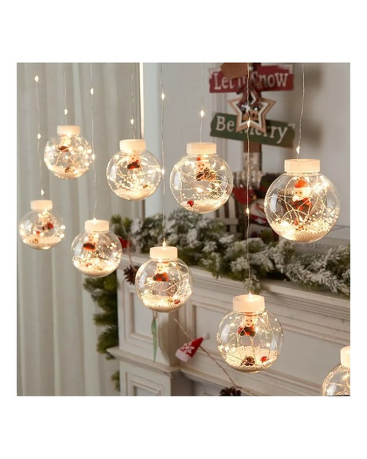 Cortina Esfera Luces Led Trasparentes Navidad 6965/ Jp Ideas