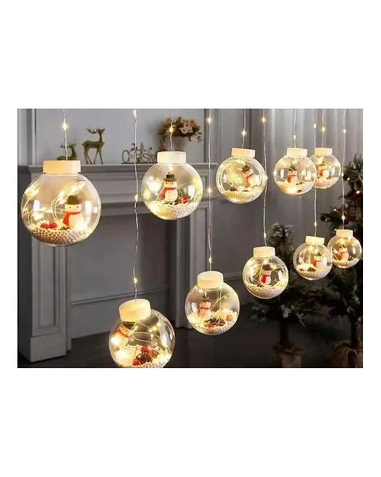 Cortina Esfera Luces Led Trasparentes Navidad 6965/ Jp Ideas