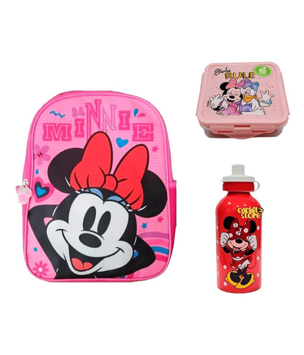 Pack Mochila + Hermetico + Botella Minnie Mouse D2/ Jp Ideas