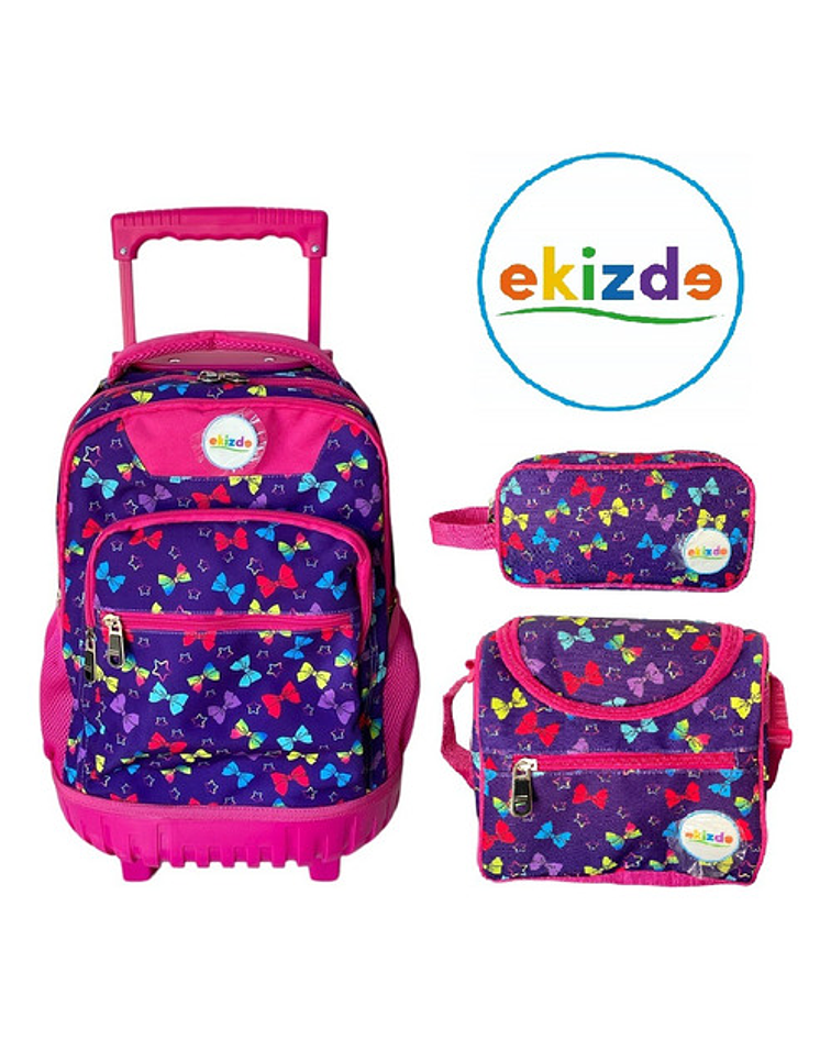 Mochila Con Ruedas + Lochera + Estuche Ekizde D4 / Jp Ideas