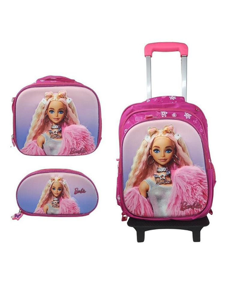 Pack Mochila Ruedas Lonchera Estuche Barbie / Jp Ideas