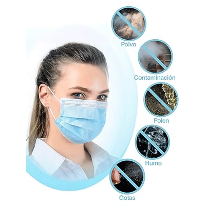 Tapabocas 3 Pliegues Termo Sellado Azul 5