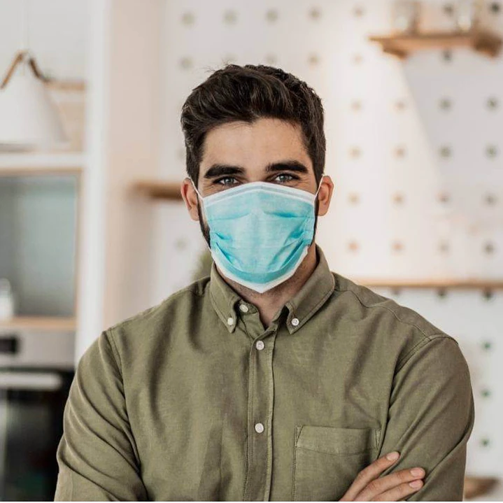 Tapabocas 3 Pliegues Termo Sellado Azul 6