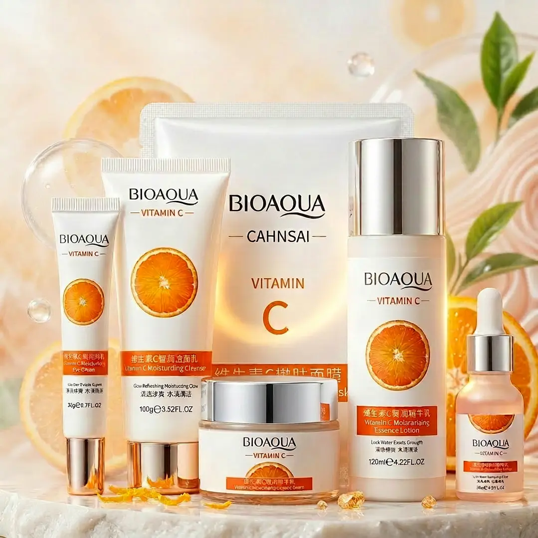 Kit Facial Bioaqua De Vitamina C Aclarante e Hidratante 5