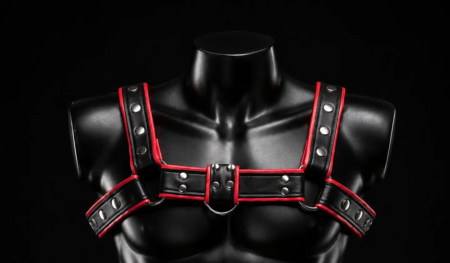 ARNES EN CUERO NEGRO ROJO 1