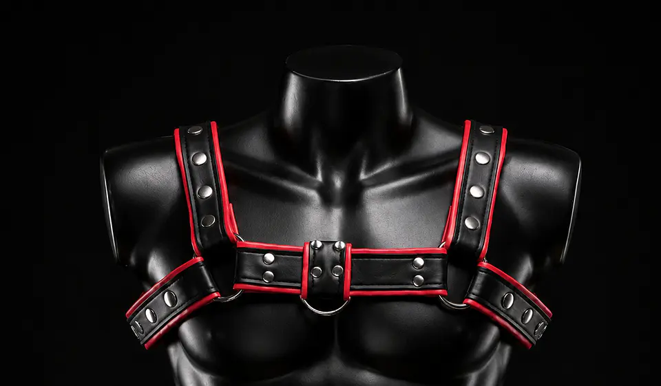 ARNES EN CUERO NEGRO ROJO 1